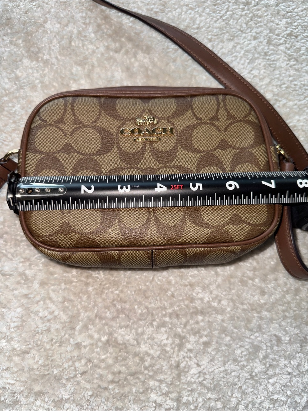 Coach Brown/Khaki Signature Canvas Crossbody Bag - Picture 8 of 9